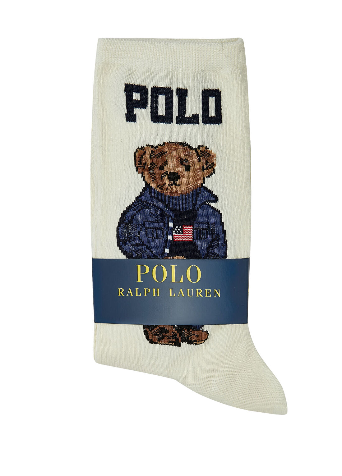 Polo Ralph Lauren Ekru Logo Jakarlı Kadın Çorap