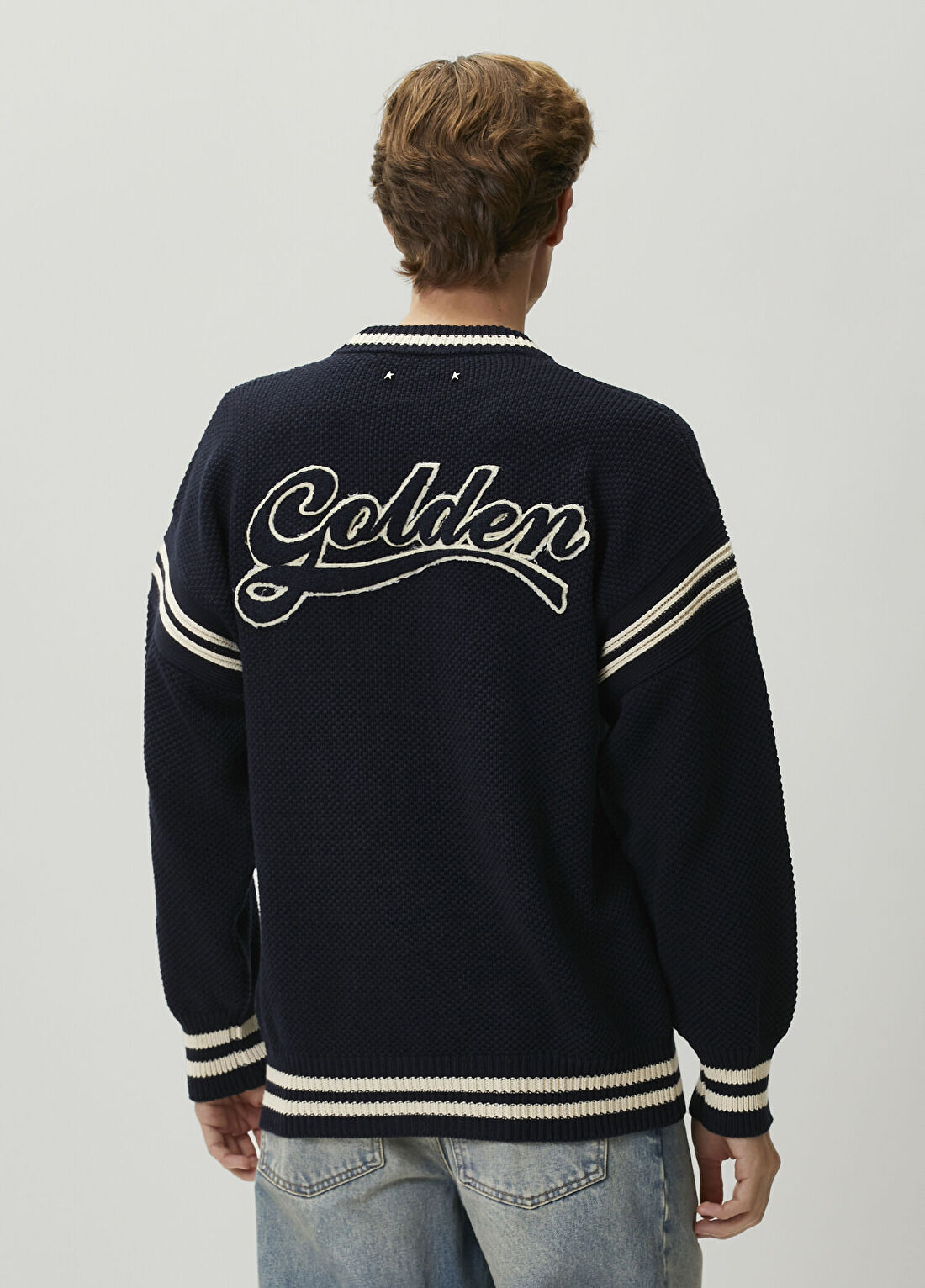 Golden Goose Lacivert Logo Patchli Kazak görsel 4