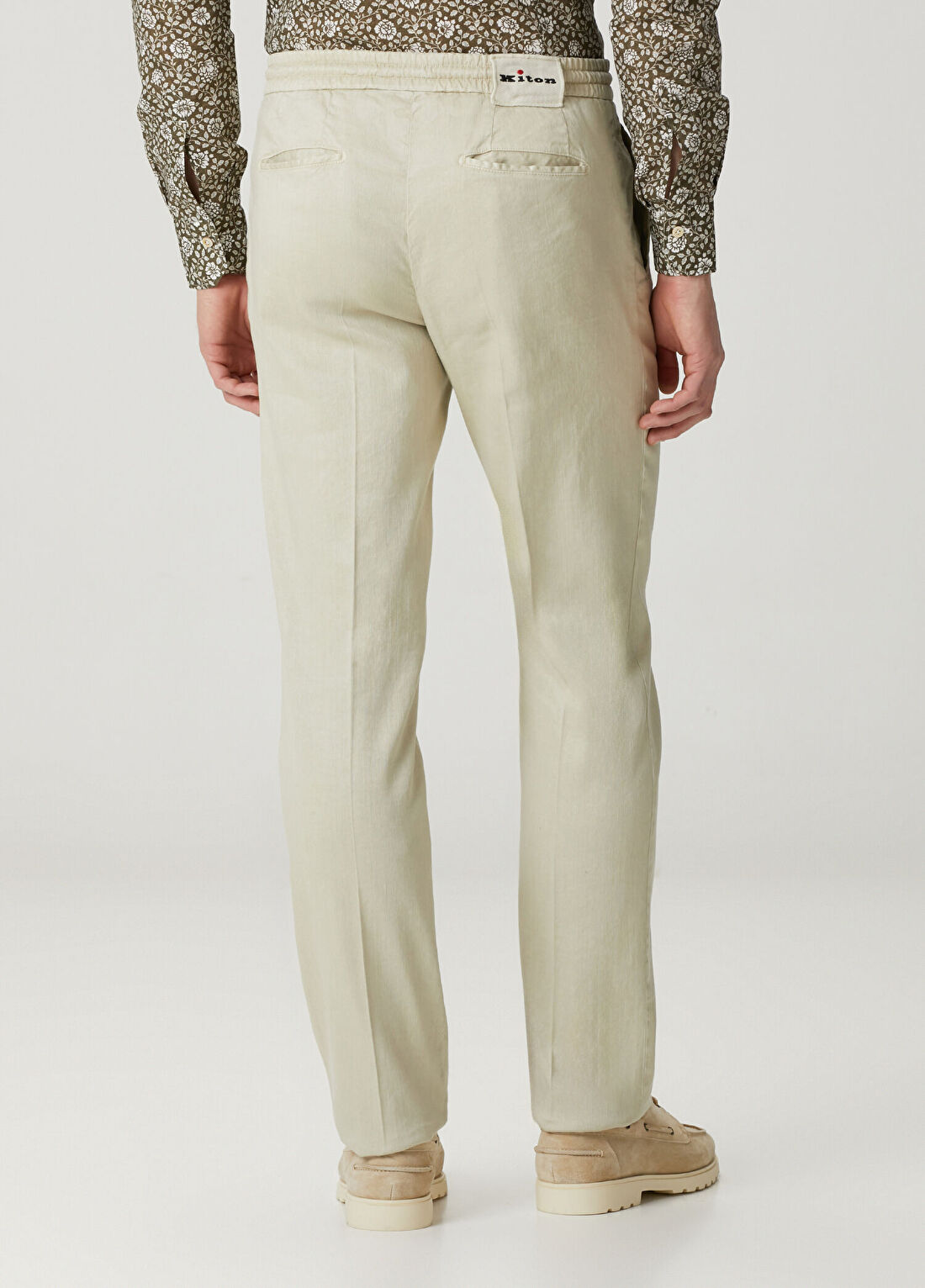 Kiton Bej Keten Pantolon görsel 3