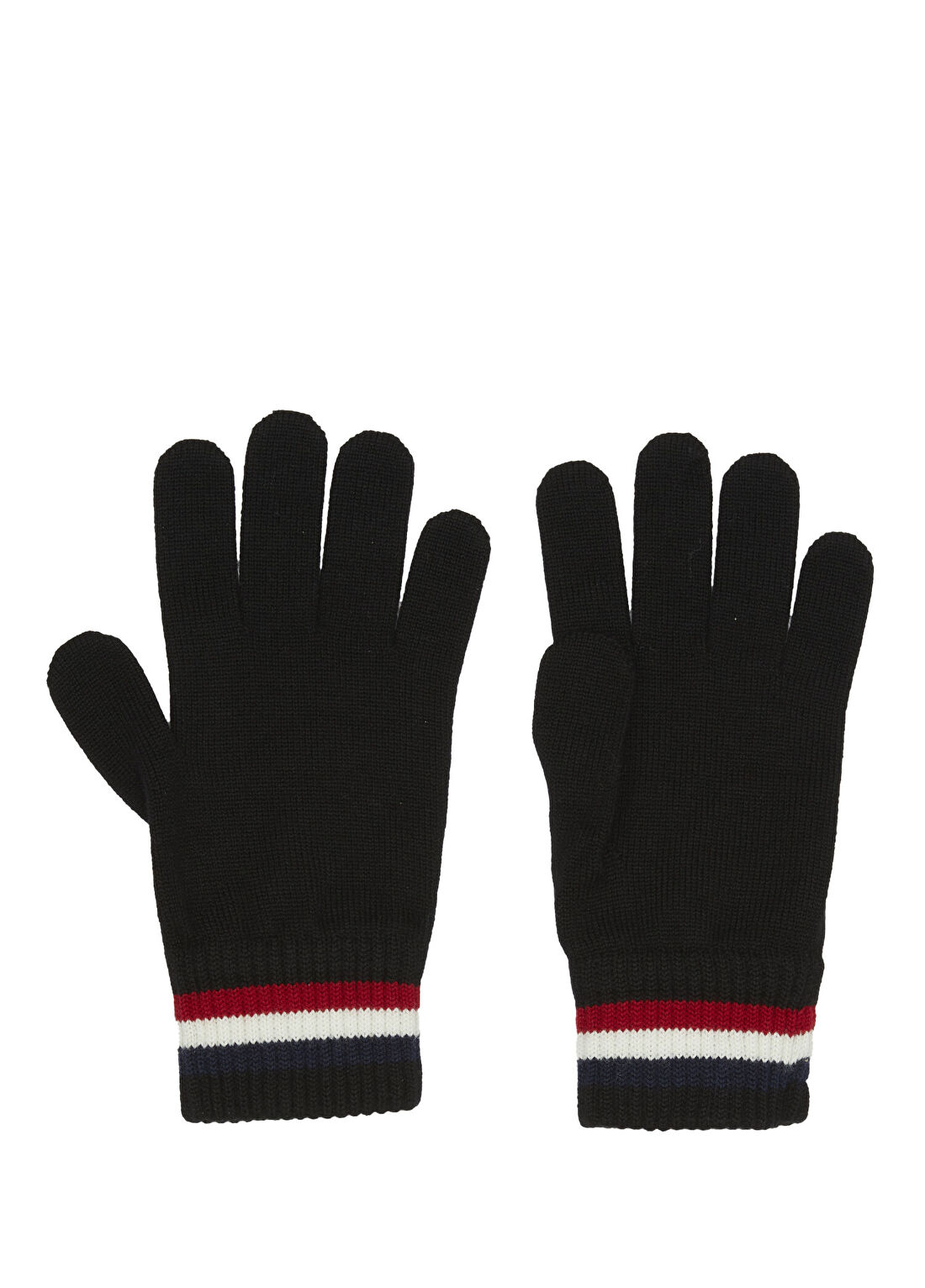 Moncler Siyah Şeritli Erkek Yün Eldiven