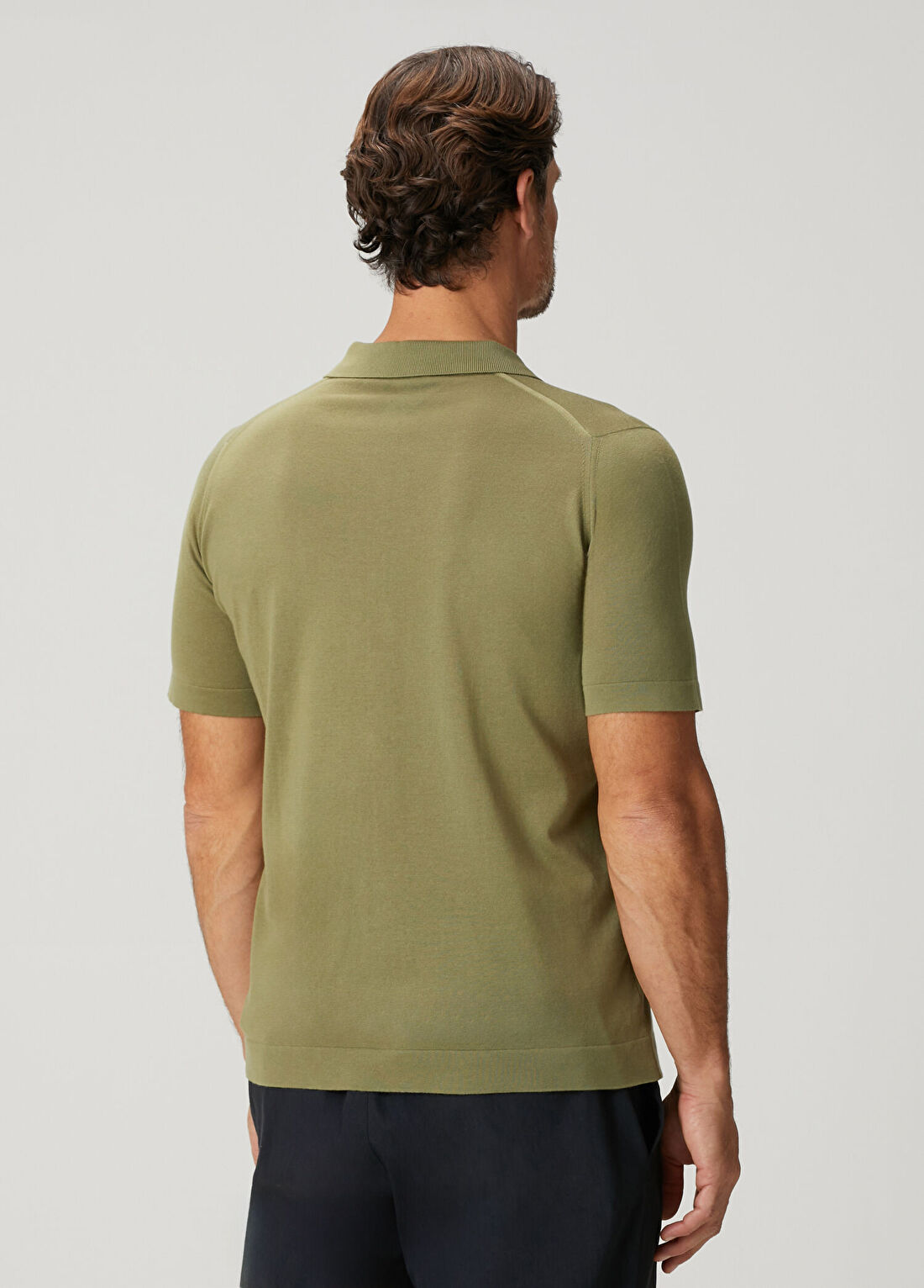 John Smedley Folke Açık Haki Kısa Kollu Triko Gömlek görsel 4