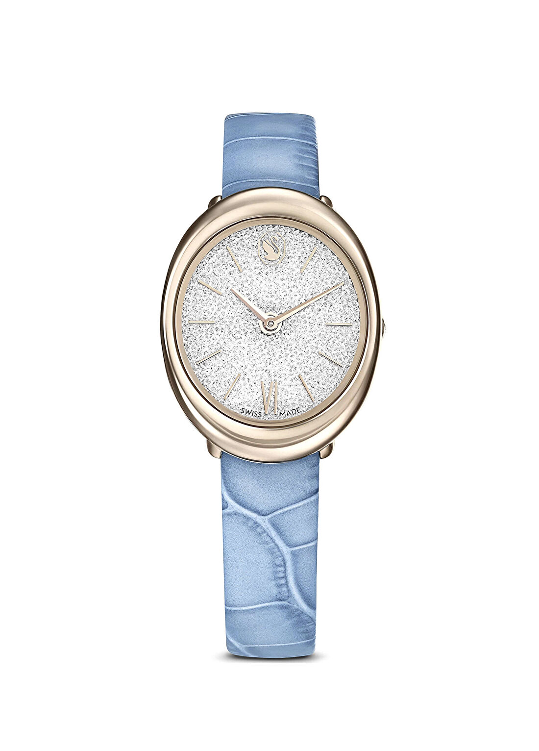 Swarovski Imber Oval Ls Lblue White Pcg Mavi Deri Kadın Kol Saati 5717539