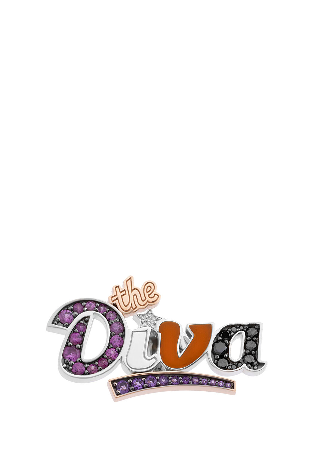 D’evin Motto The Diva Pırlantalı Kadın Altın Broş