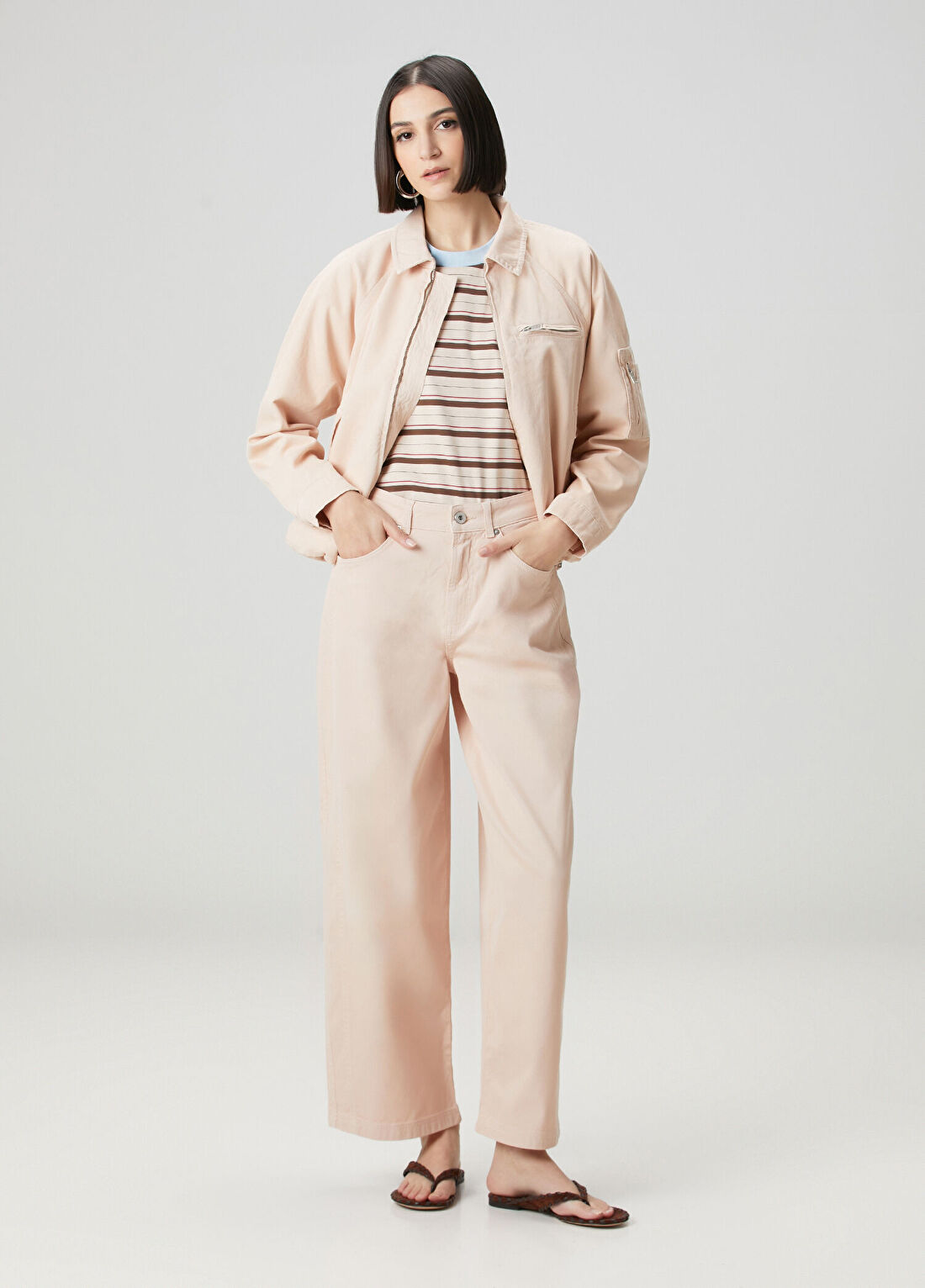 Academia Açık Pembe Denim Mont görsel 3