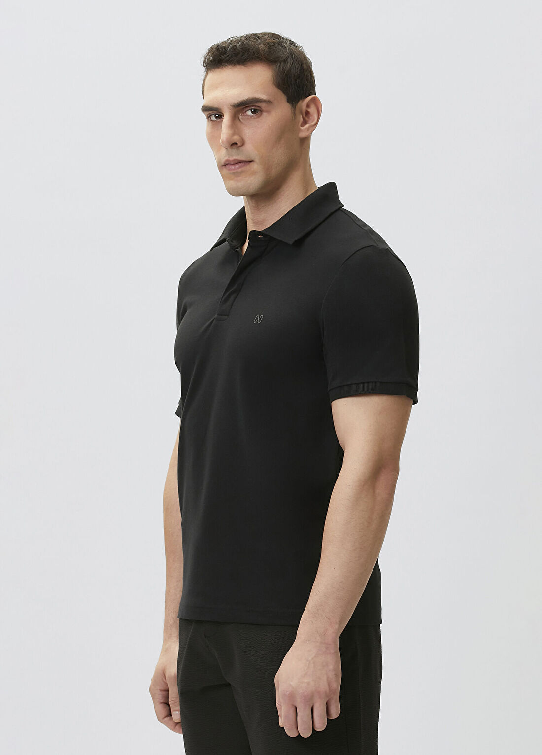 Network Siyah Pike Desen Polo T-shirt görsel 4