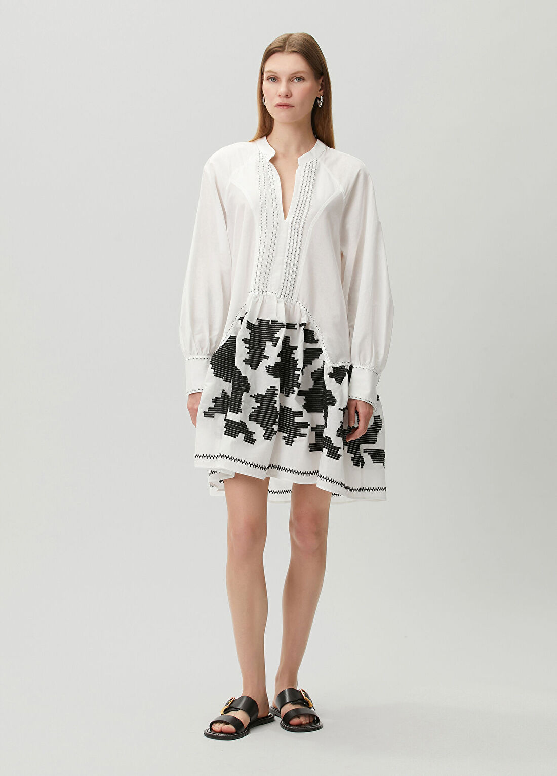 Devotion Zephyra Siyah Beyaz Mini Plaj Elbisesi