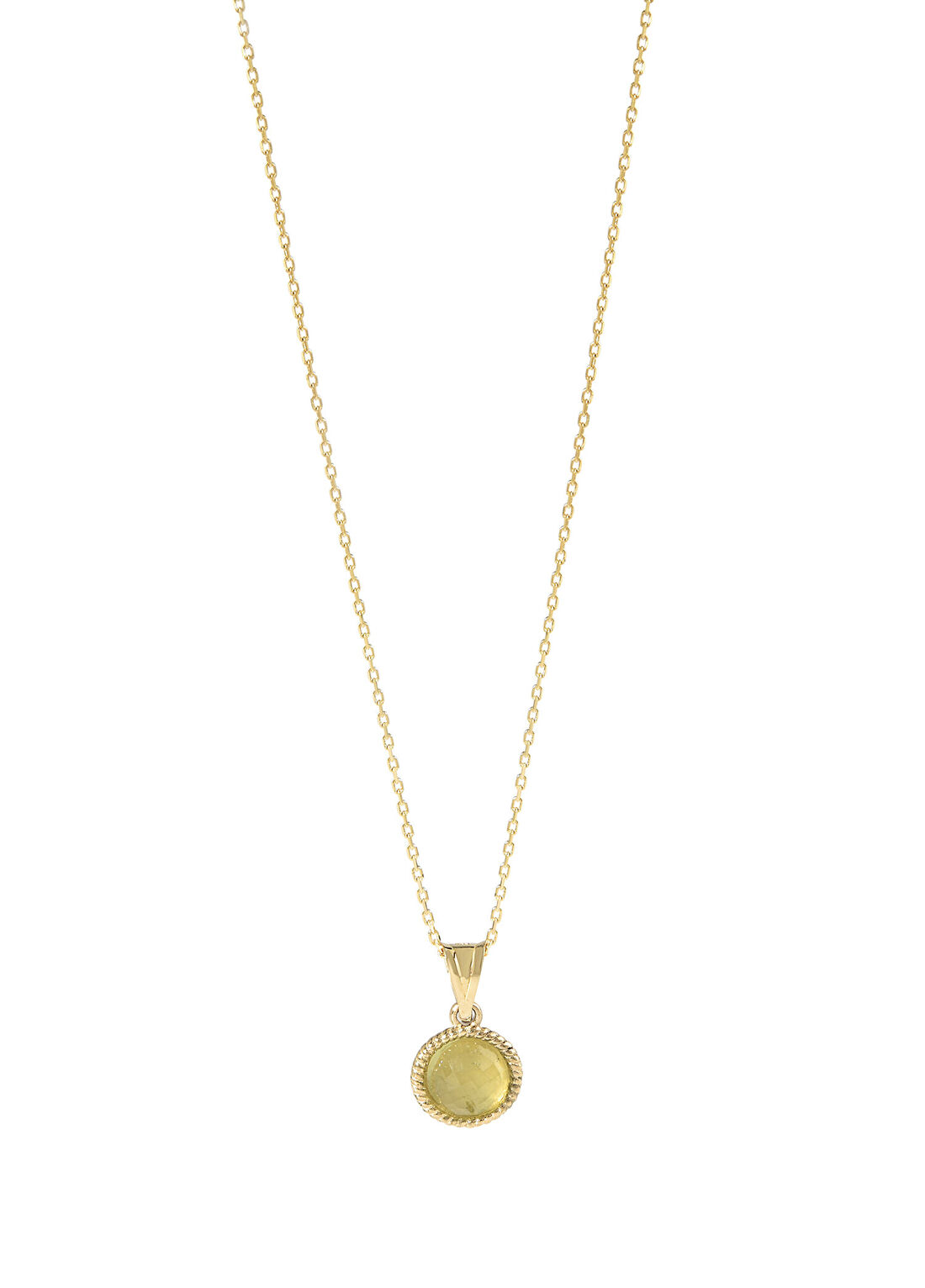 Hems Jewellery Sweet Prehnite 14 Ayar Altın Doğal Taş Kolye