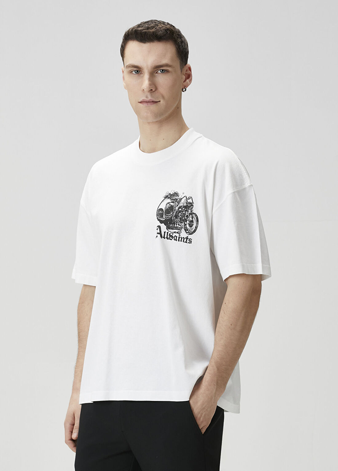 AllSaints Panhead Beyaz T-shirt görsel 3