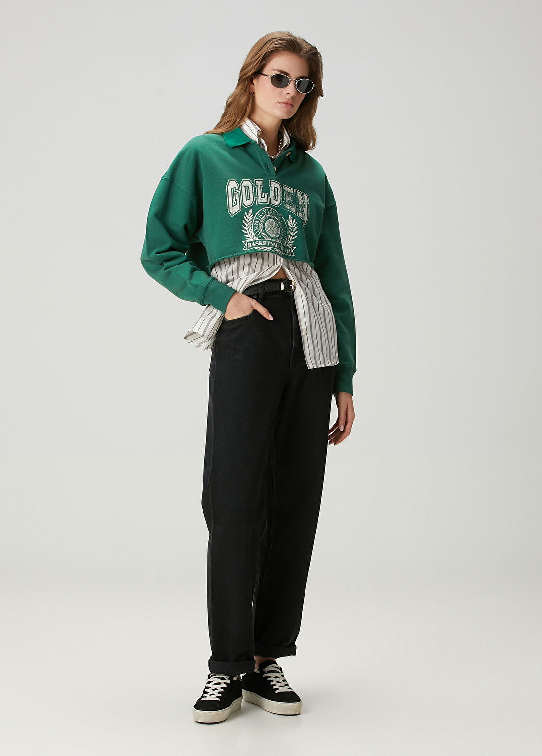 Golden Goose Siyah Wide Leg Jean Pantolon