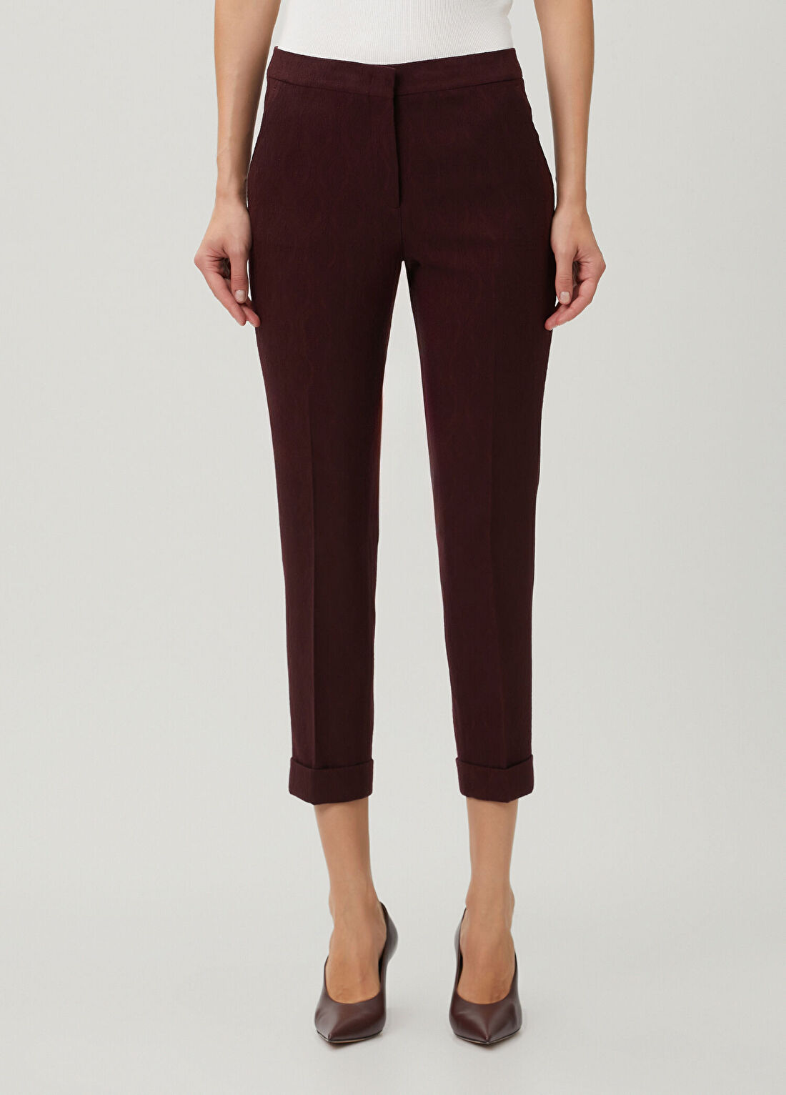 Etro Bordo Jakarlı Yün Pantolon görsel 2