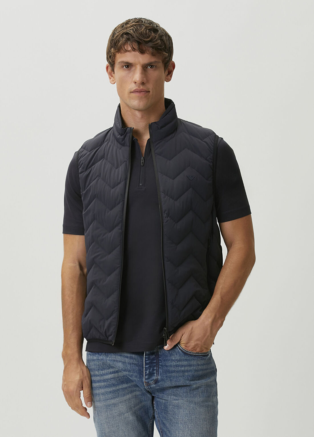 Emporio Armani Lacivert Puff Yelek