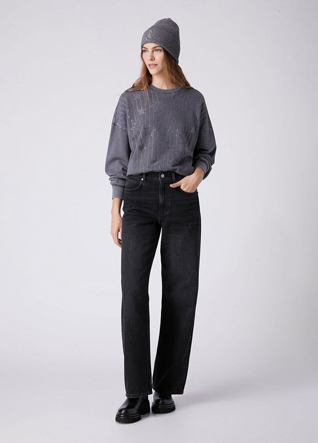 Beymen Club Antrasit Taş Baskılı Sweatshirt görsel 3