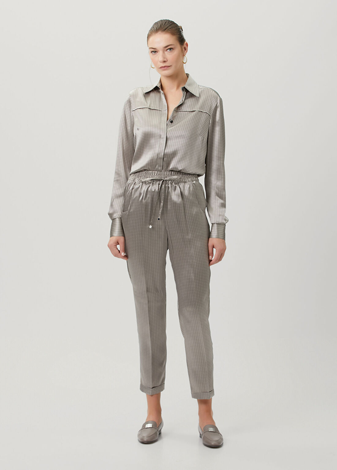 Kiton Vizon Desenli İpek Pantolon