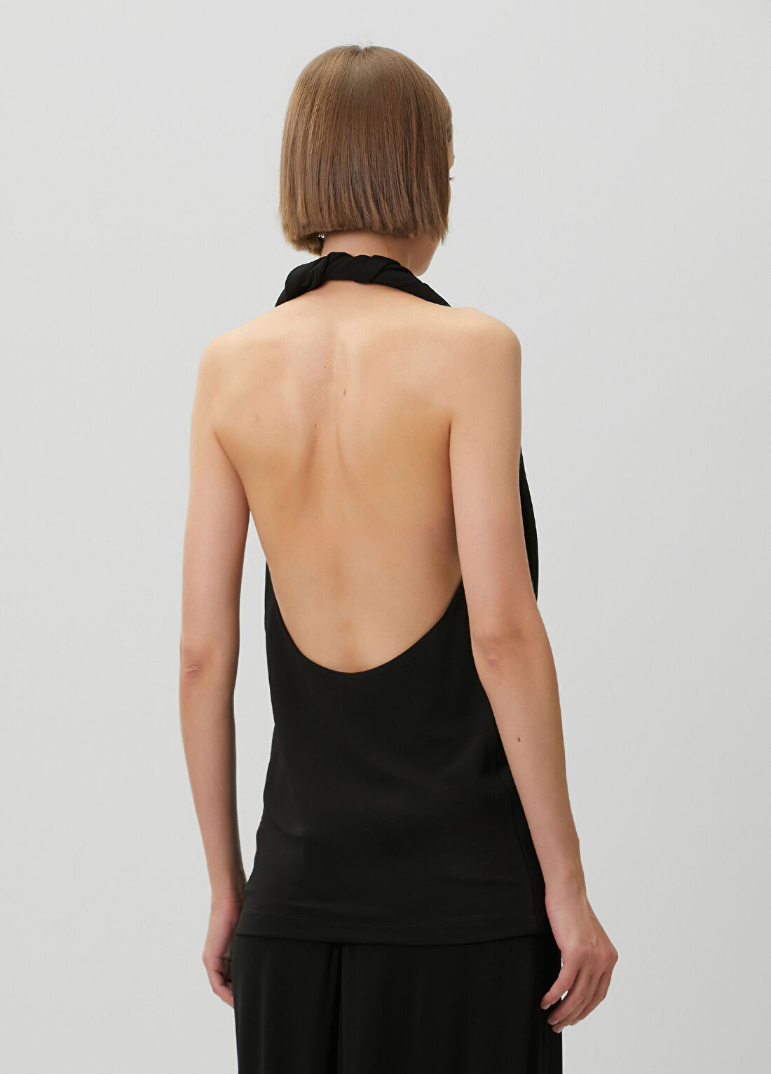 Toteme Siyah Halter Yaka Jersey Bluz görsel 4