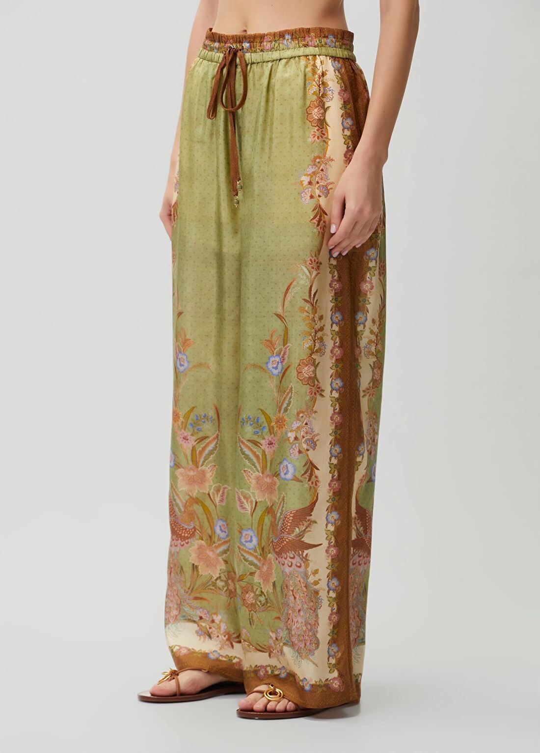 Zimmermann Indra Relaxed Haki İpek Pantolon görsel 3