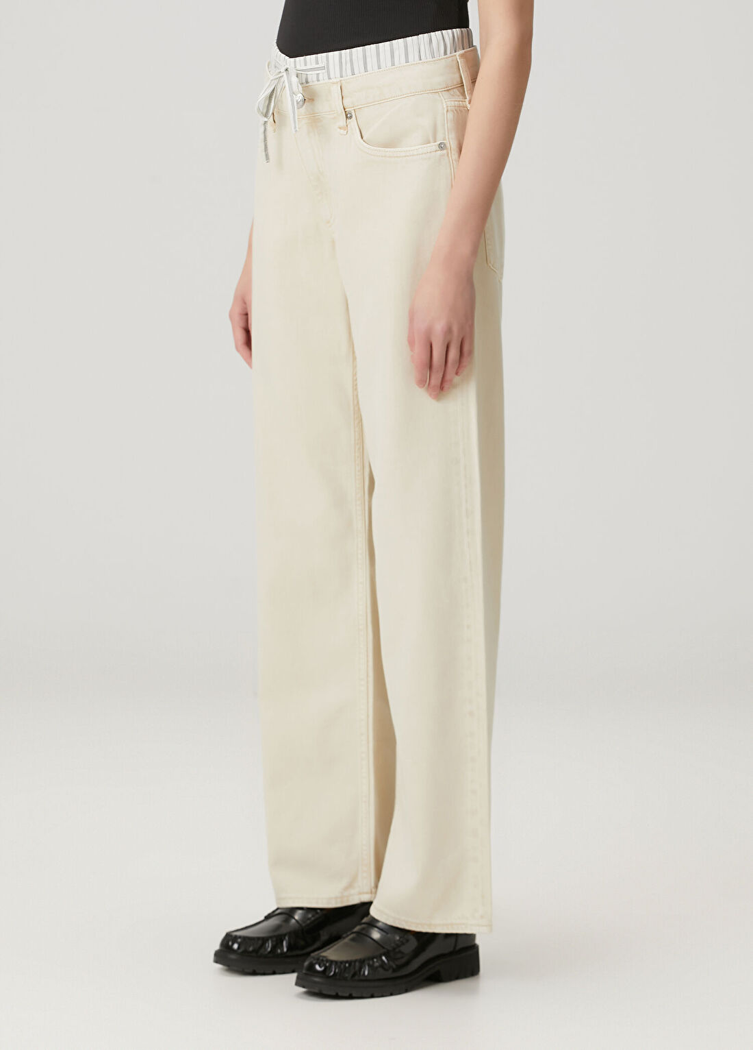 Rag&Bone Saige Relaxed Straight Krem Jean Pantolon görsel 3