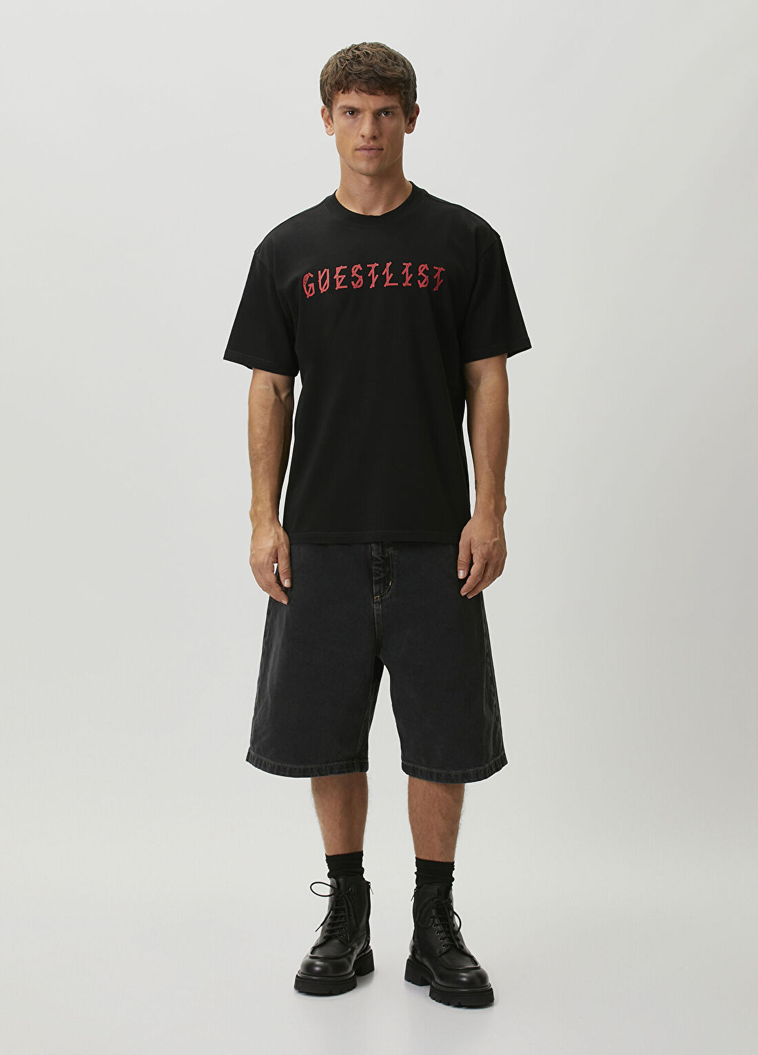 44 Label Group Siyah Logo Baskılı T-shirt görsel 2