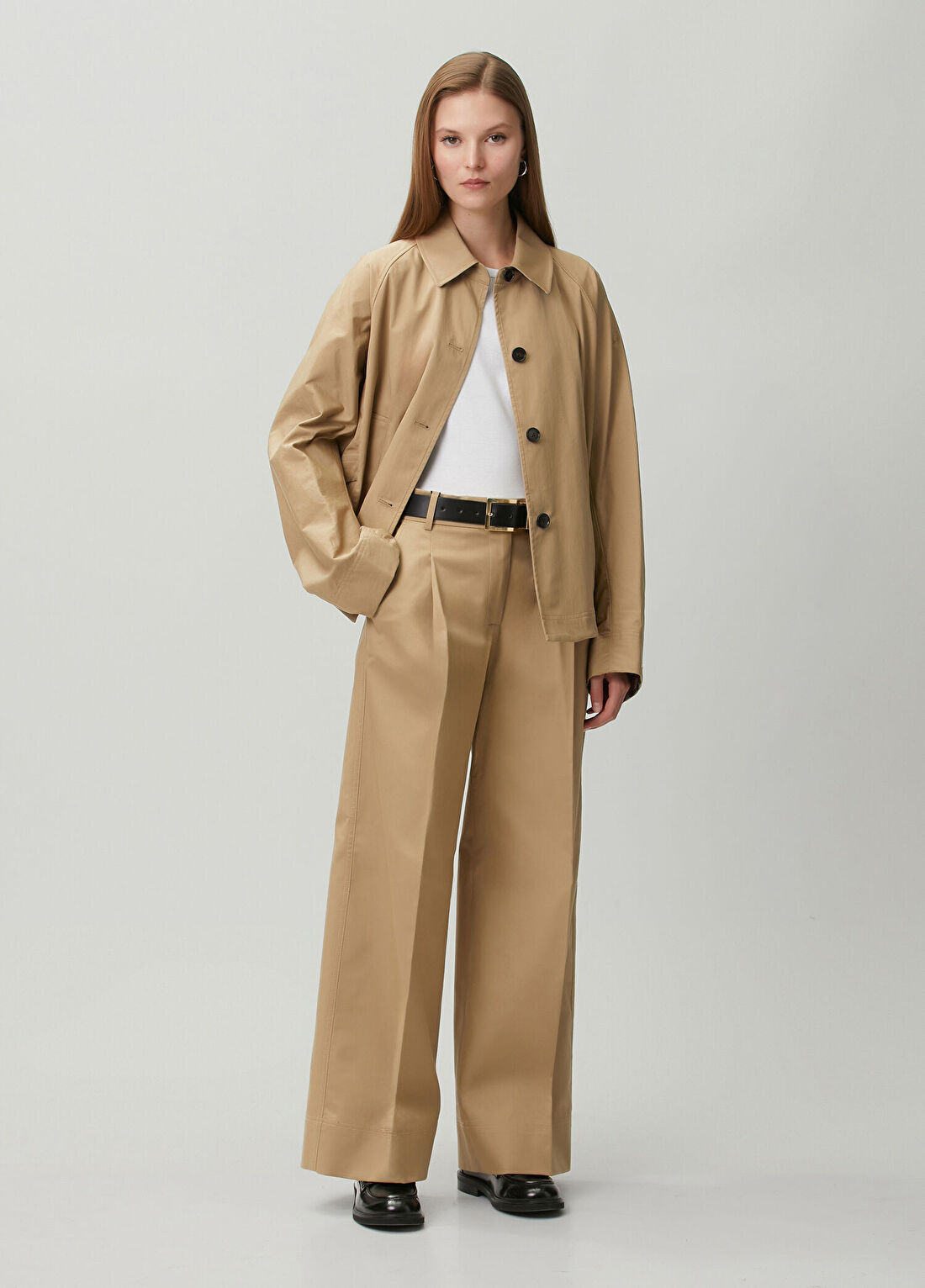 Tommy Hilfiger Bej Wide Leg Chino Pantolon