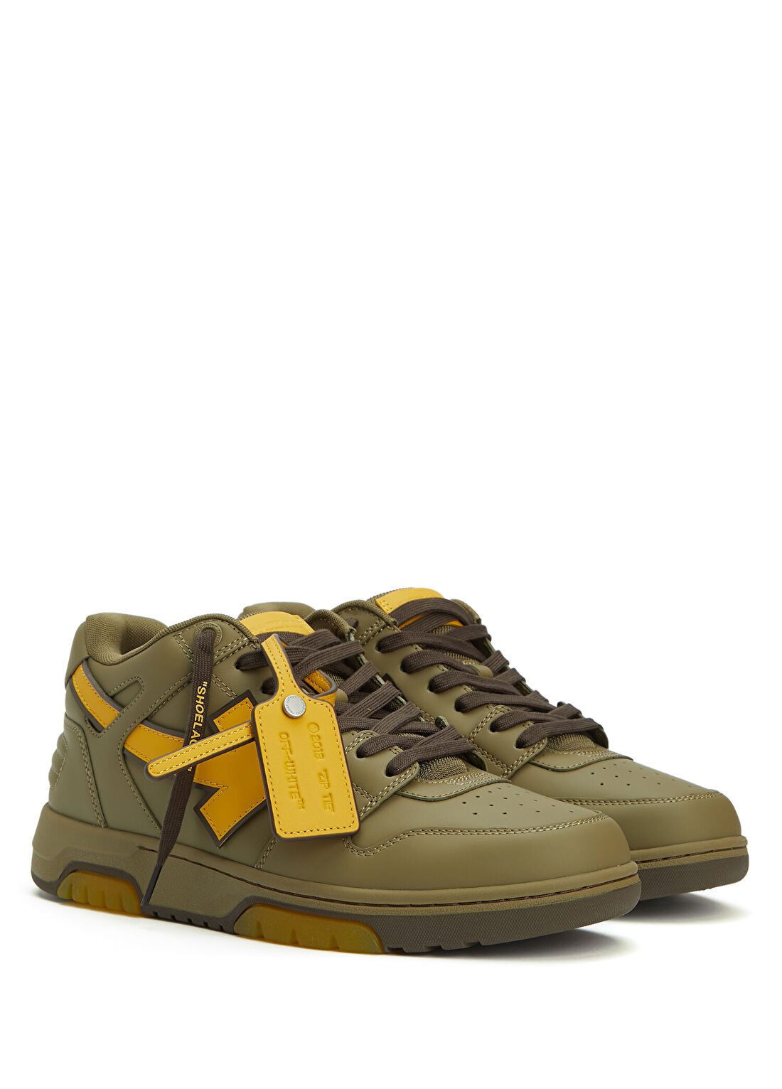 Off-White Out Of Office Haki Erkek Deri Sneaker görsel 2