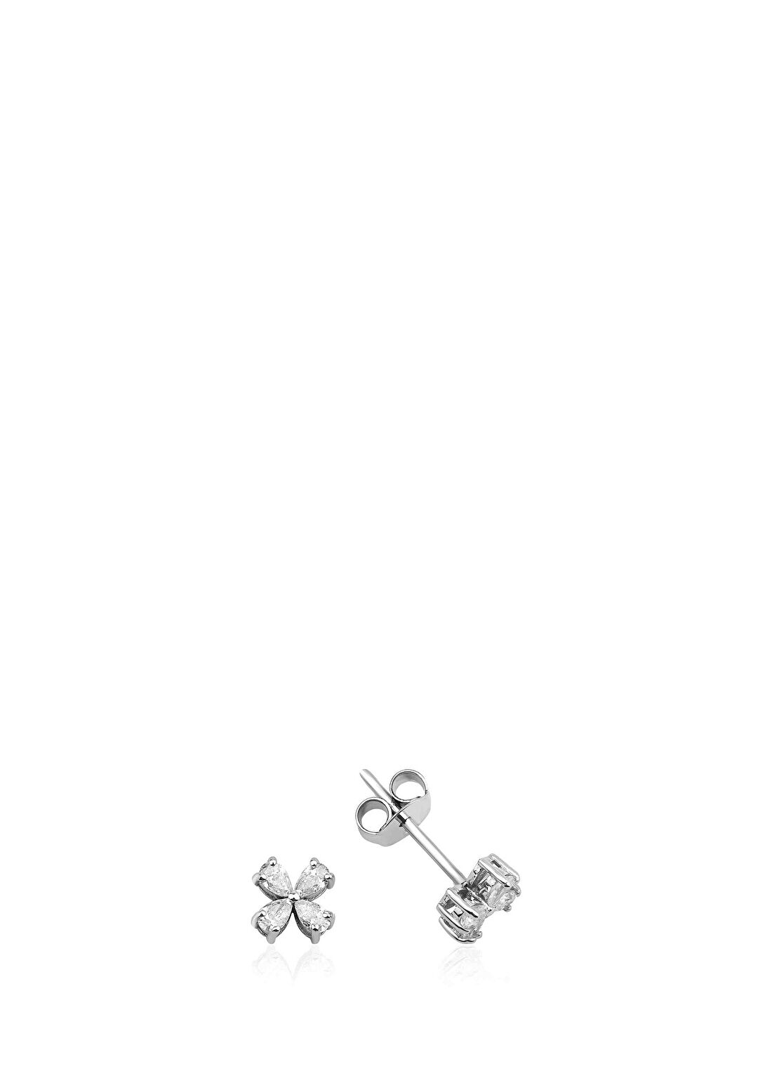 Mov Diamond Amour Çiçek Tasarımlı Pırlanta Taşlı 14 Ayar Altın Kadın Küpe