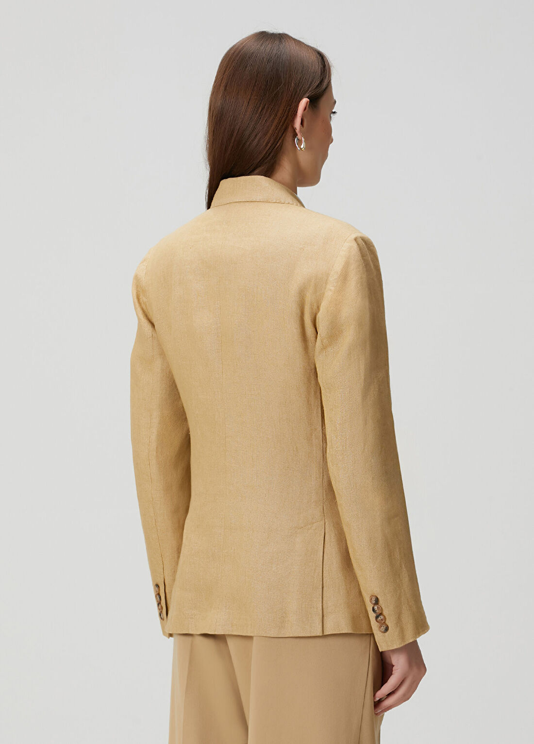 Polo Ralph Lauren Camel Kruvaze Keten Blazer görsel 4