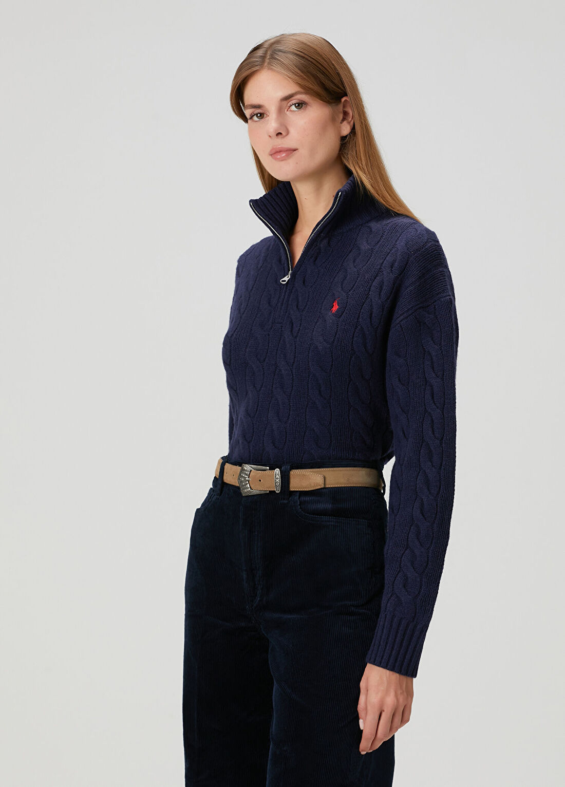 Polo Ralph Lauren Lacivert Saç Örgü Yün Kazak