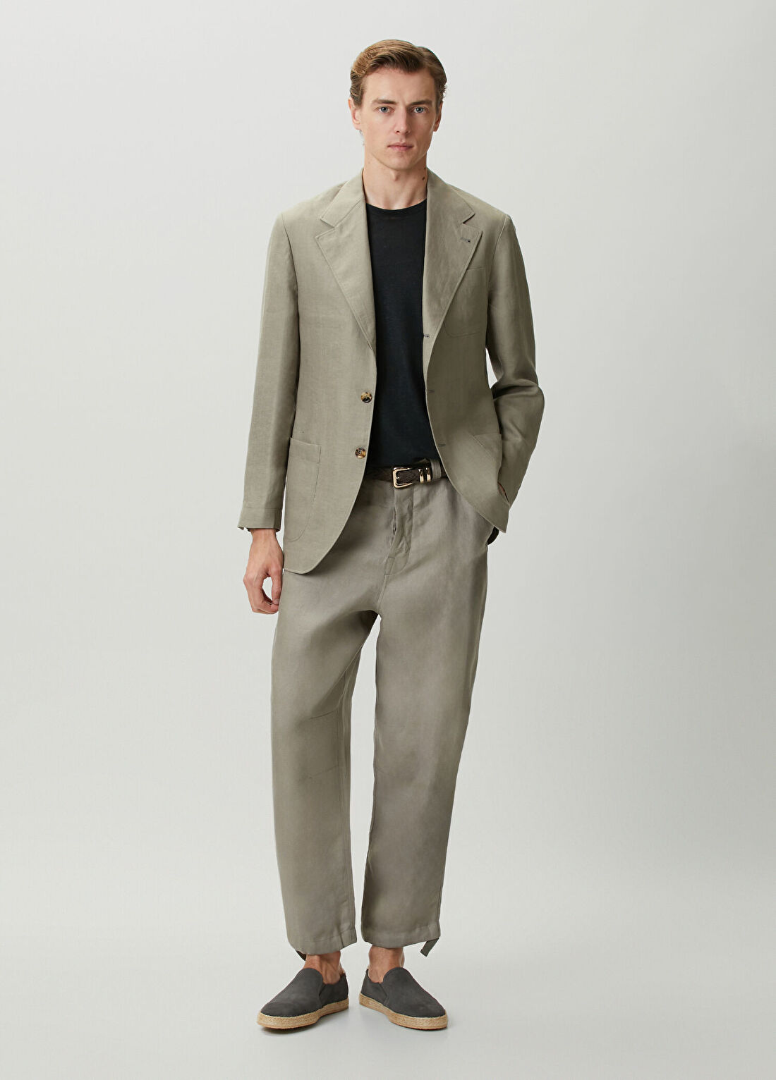 Brunello Cucinelli Koyu Yeşil Keten Pantolon