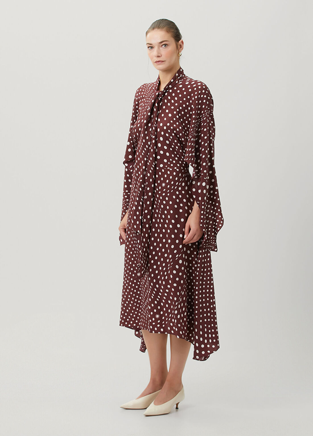 Stella McCartney Bordo Puantiyeli İpek Elbise görsel 3