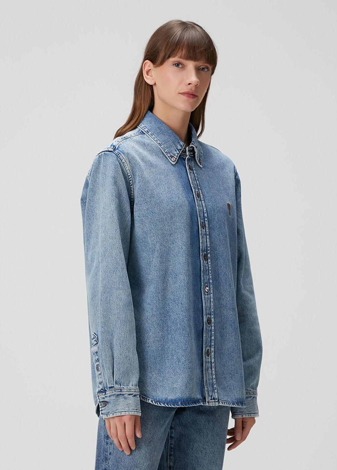 Ami Paris Classic Fit Mavi Denim Gömlek görsel 3