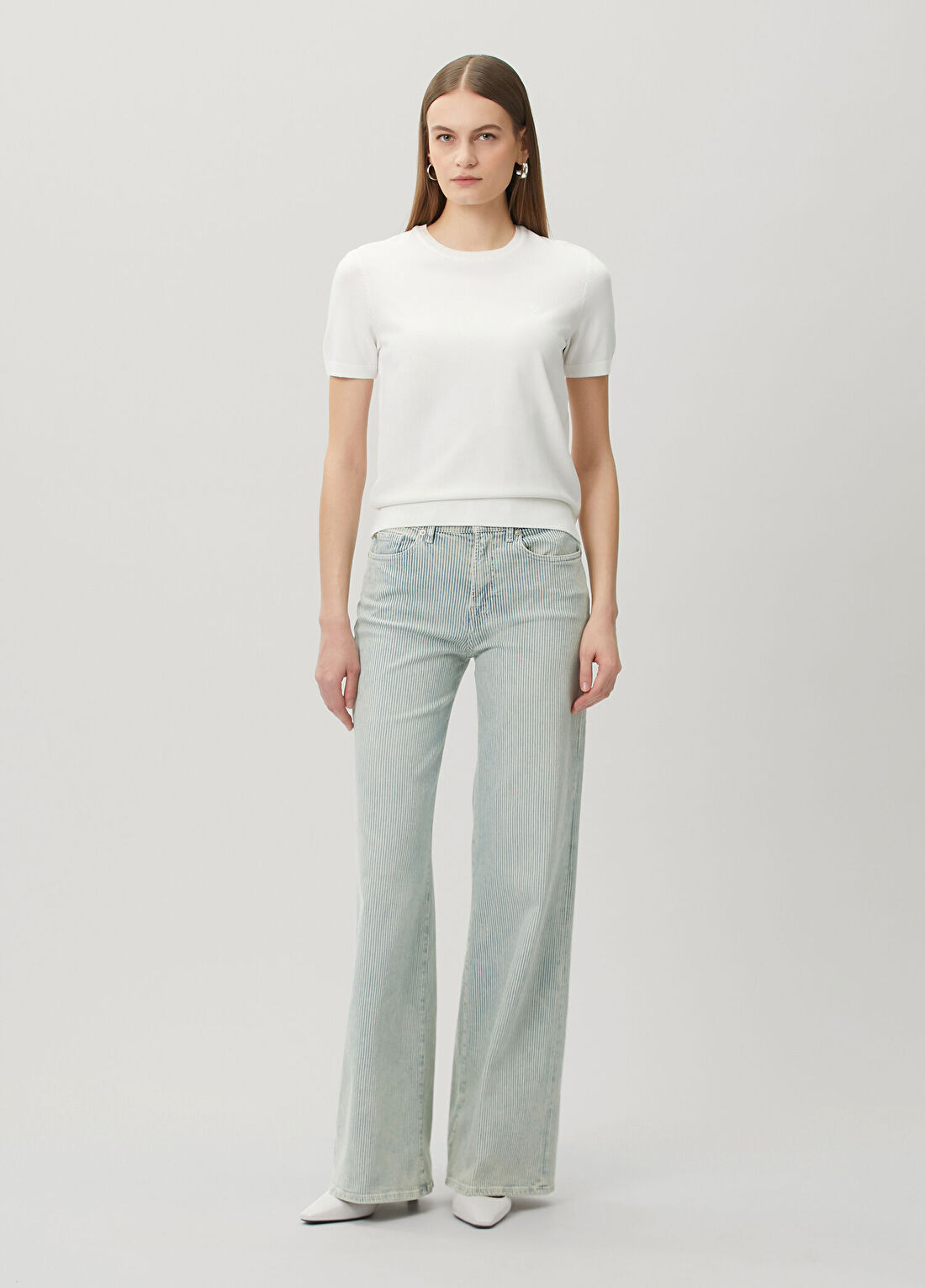 7 For All Mankind Lotta Açık Mavi Wide Leg Jean Pantolon