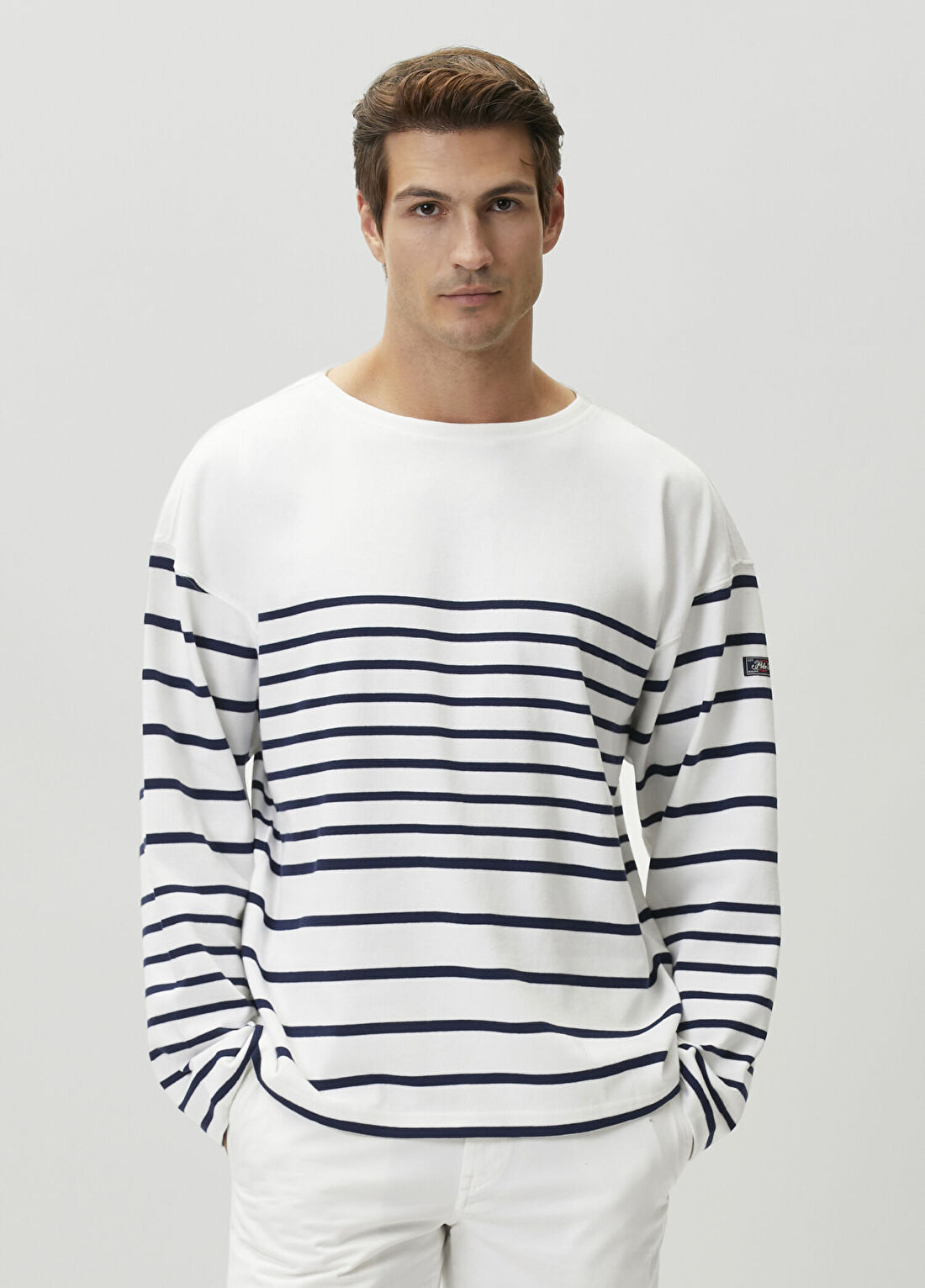 Polo Ralph Lauren Relaxed Fit Lacivert Çizgili Jersey Kazak