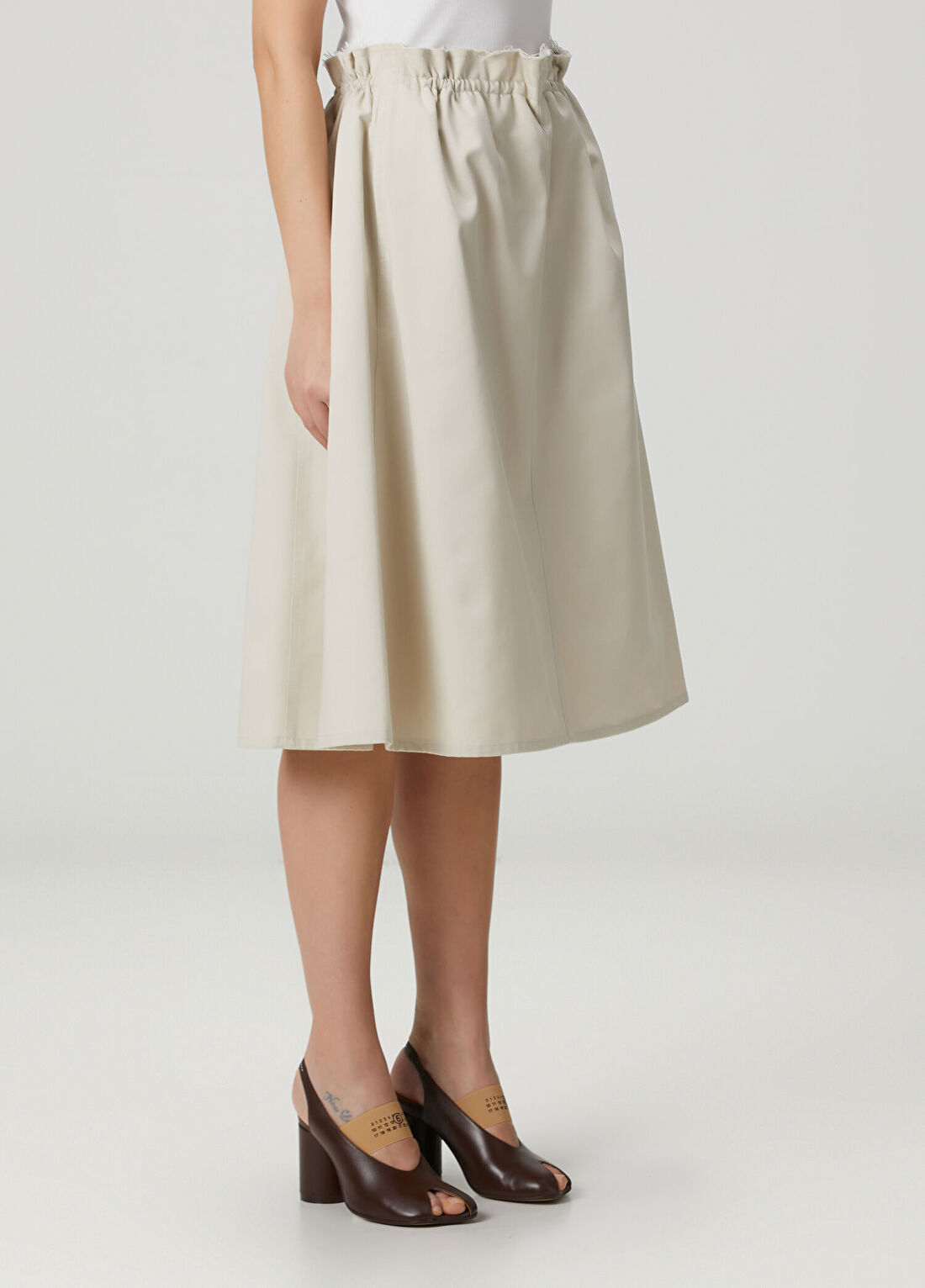 MM6 Maison Margiela Bej Midi Etek görsel 3