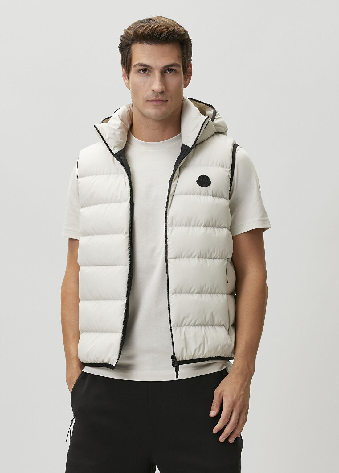 Moncler Bej Kapüşonlu Yelek