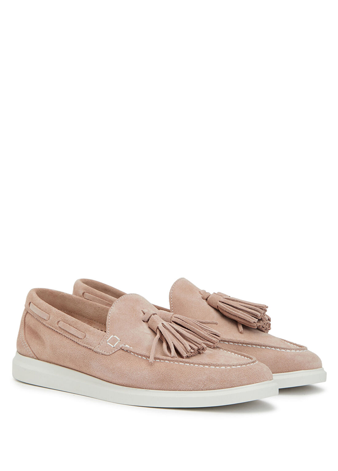 Divarese Açık Pembe Püsküllü Kadın Süet Loafer görsel 2