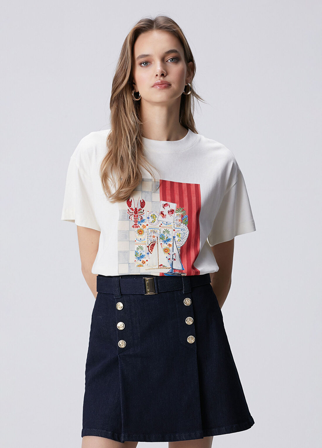 Network Kırık Beyaz Baskılı T-shirt