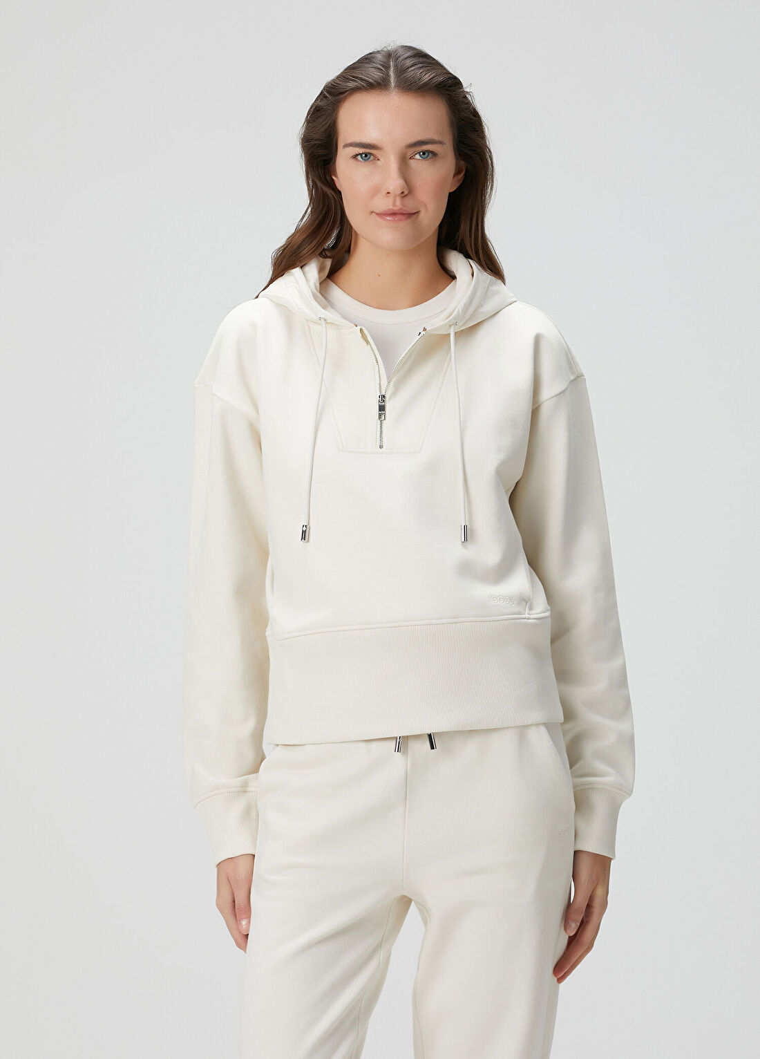 Boss Beyaz Kapüşonlu Sweatshirt görsel 3
