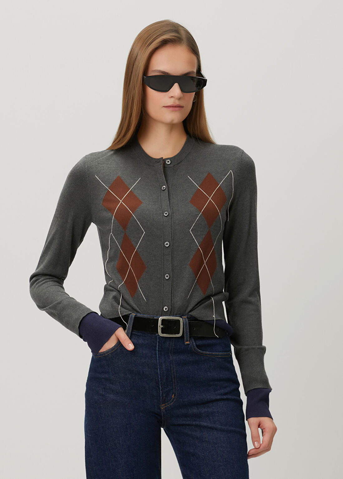 Acne Studios Gri Katmanlı İpek Hırka