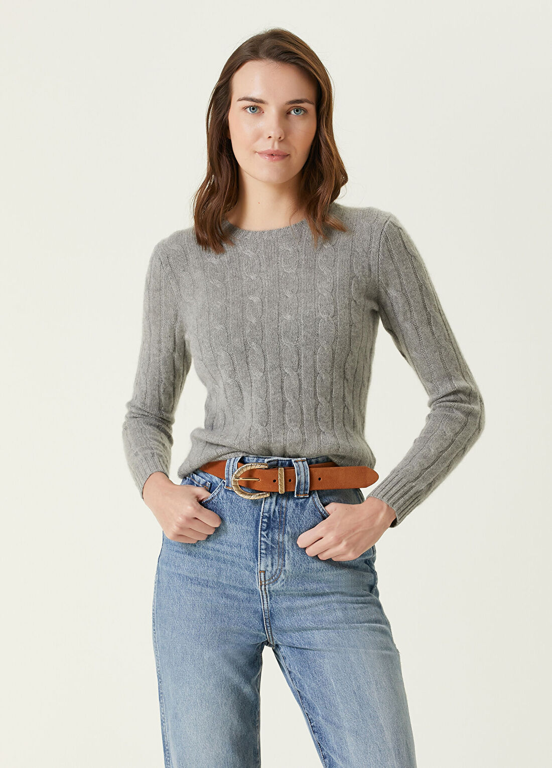 Polo Ralph Lauren Gri Örgü Kaşmir Kazak