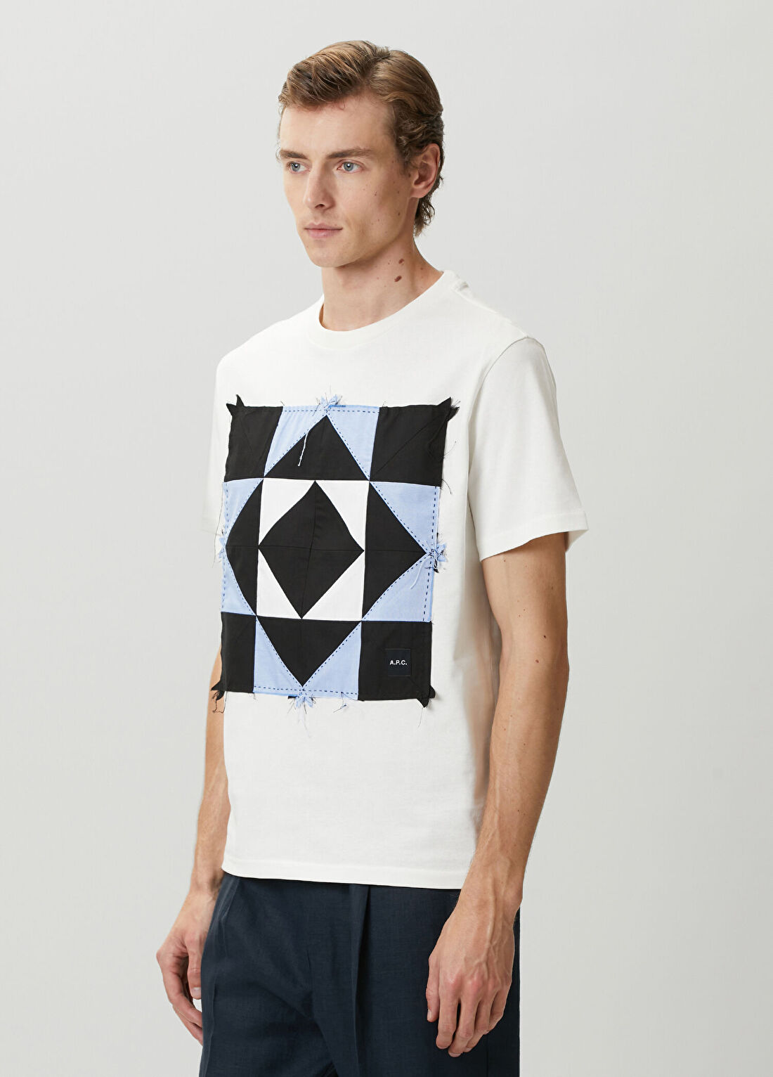 A.P.C. Beyaz Patchwork Detaylı T-shirt görsel 3