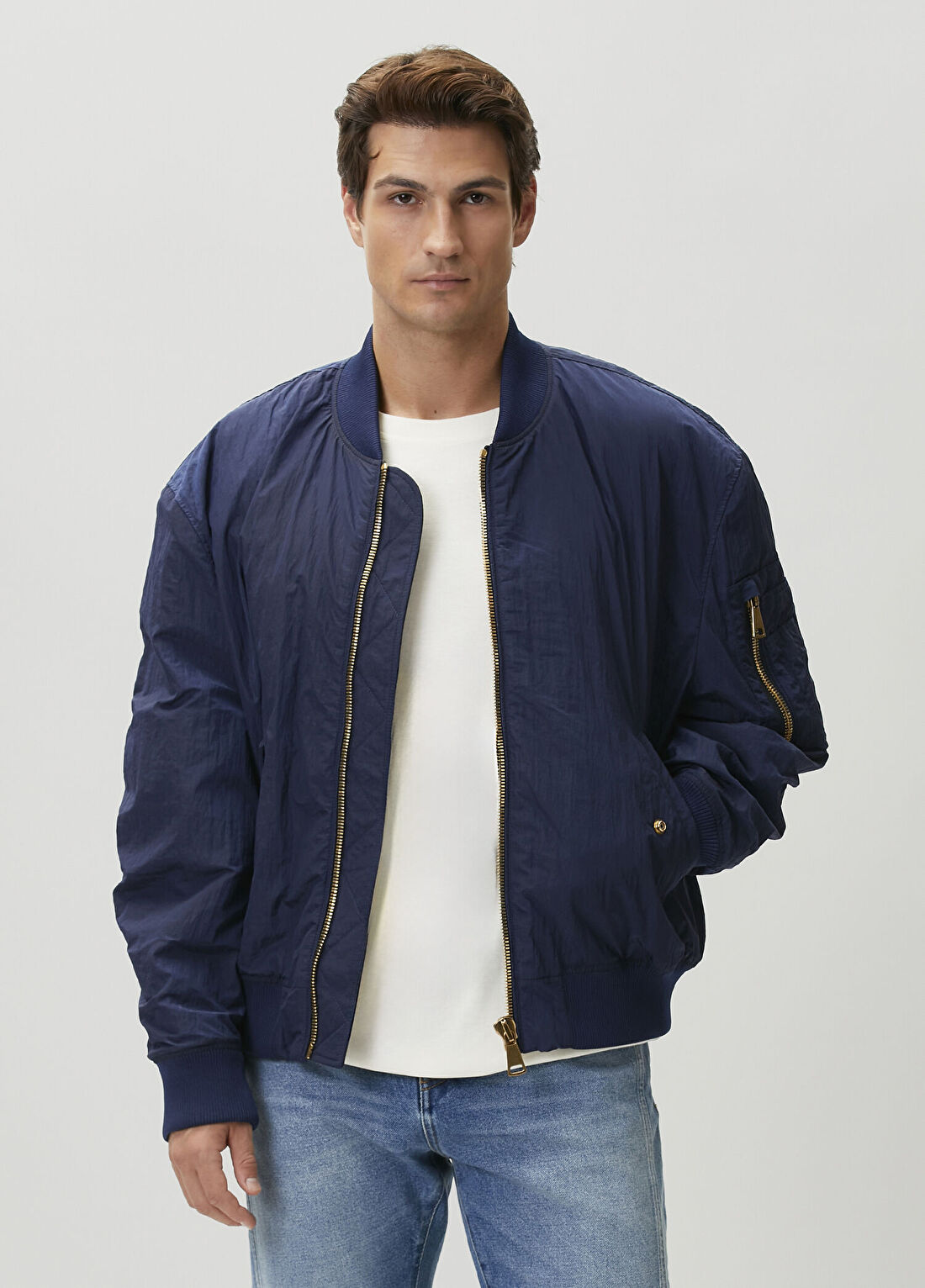 Balmain Lacivert Logo Nakışlı Bomber Mont