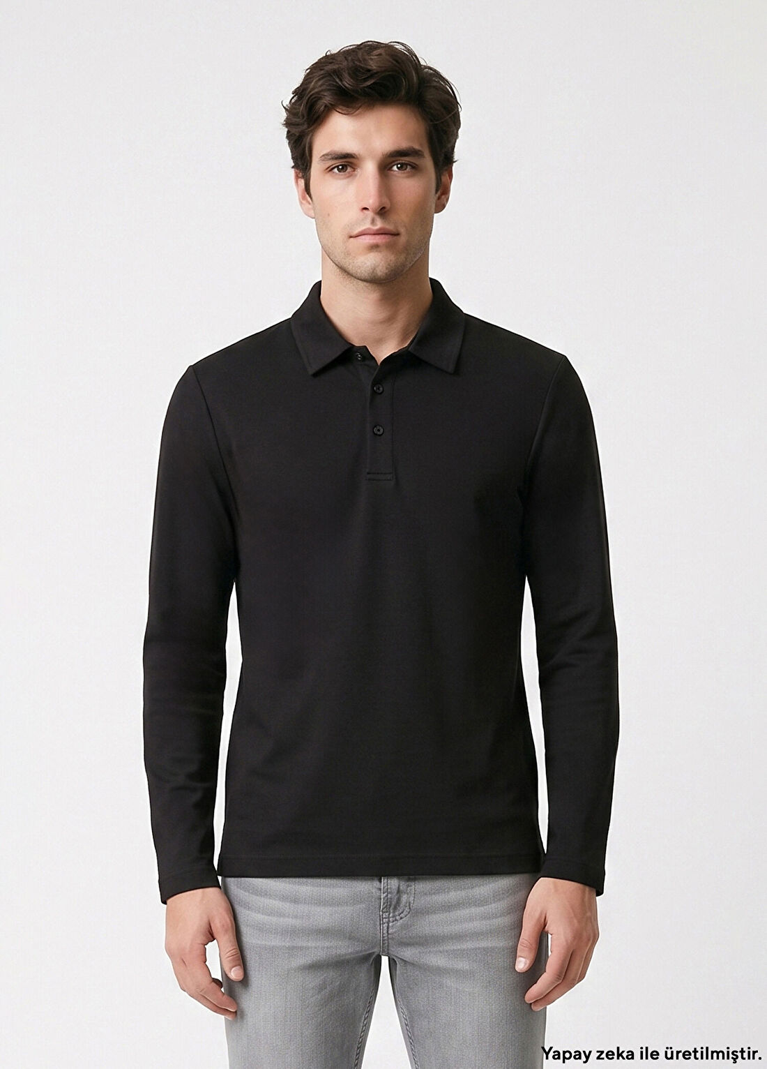 Network Siyah Polo Yaka Interlok T-shirt