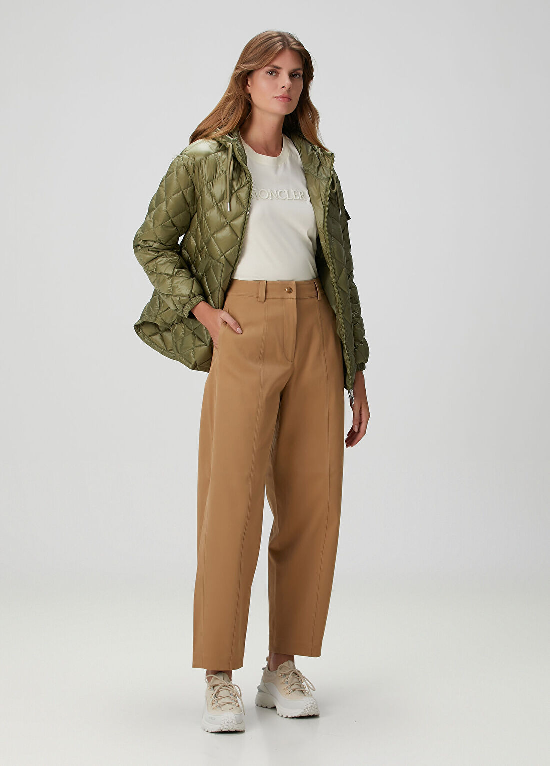 Moncler Bej Gabardin Pantolon