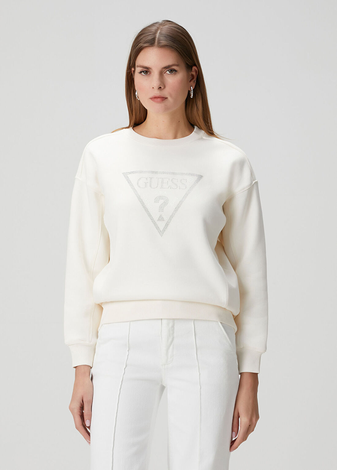 Guess Studs Beyaz Sweatshirt