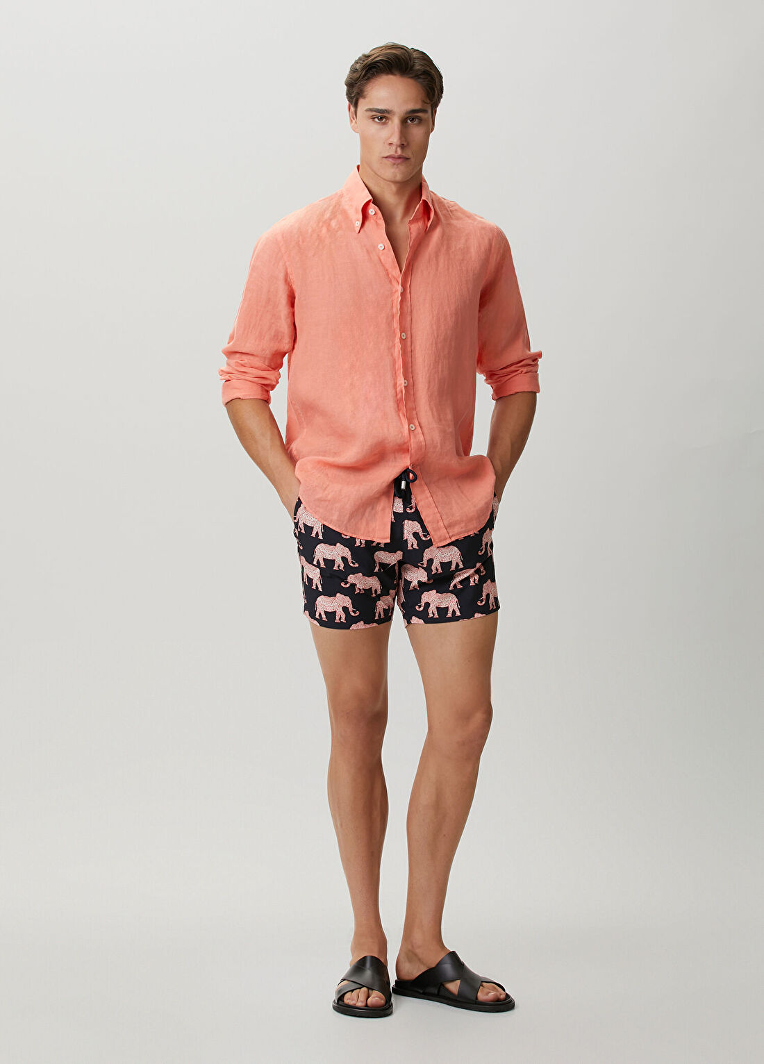 Bluemint Arthus Siyah Fil Desenli Stretch Mayo