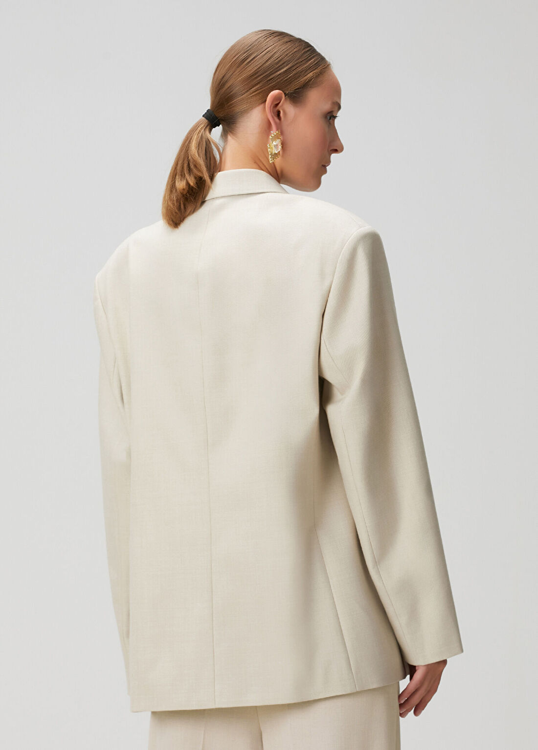 Magda Butrym Oversized Bej Yün Blazer görsel 4