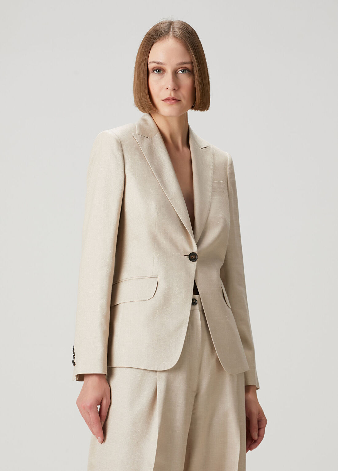 Kiton Bej Dokulu Blazer görsel 3