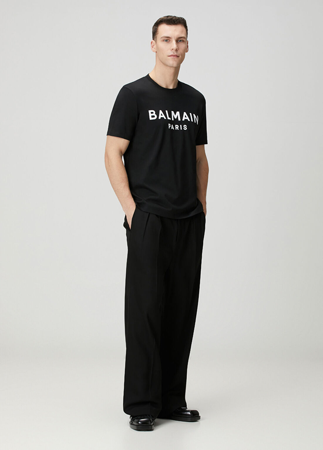 Balmain Siyah Logo Baskılı T-shirt görsel 2