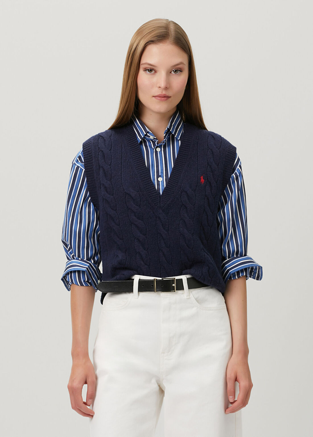 Polo Ralph Lauren Lacivert Saç Örgü Yün Süveter