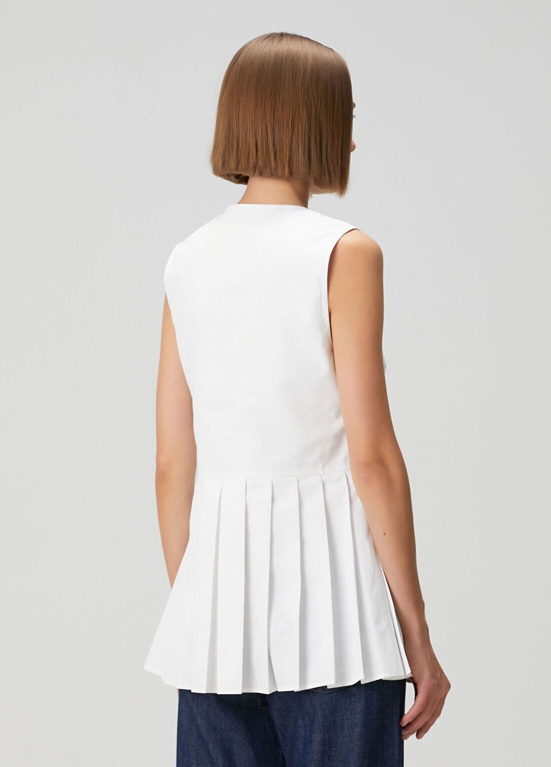 Jil Sander Beyaz Pileli Bluz görsel 4