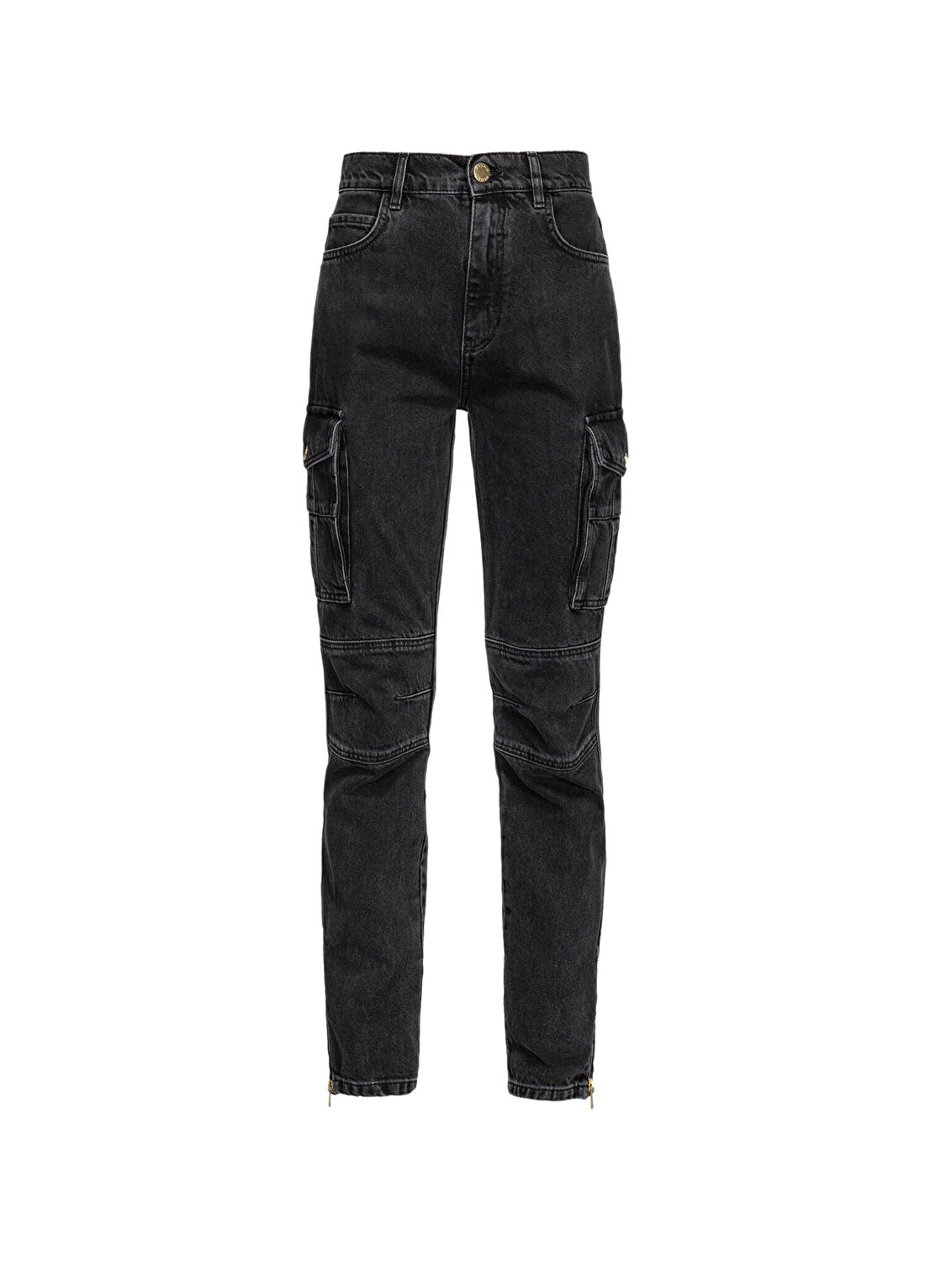 Pinko Muggito Trousers Gri Pamuklu Kadın Jean Pantolon